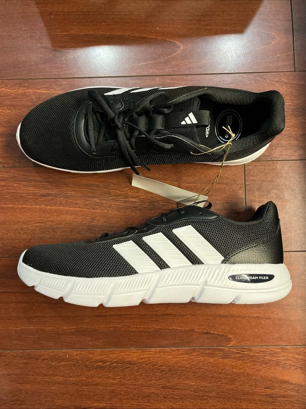 Mens 13 Adidas Cloudfoam Flex - Laces Black Shoe Sneaker Walking Running New Box